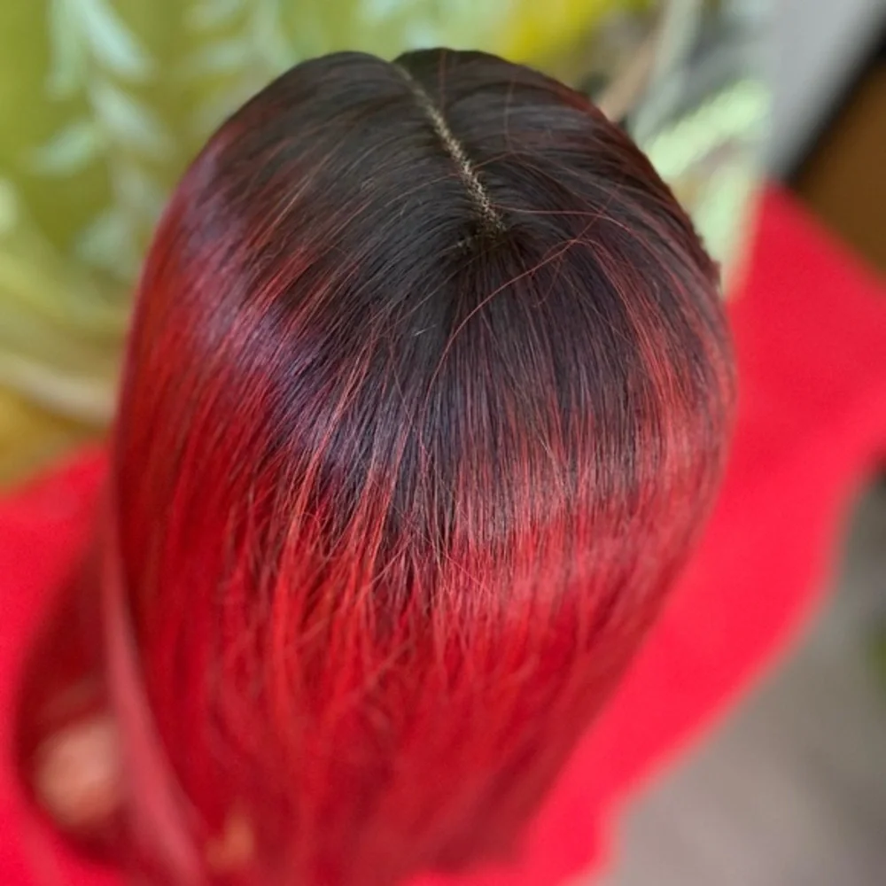 vampire red black lace front wig
